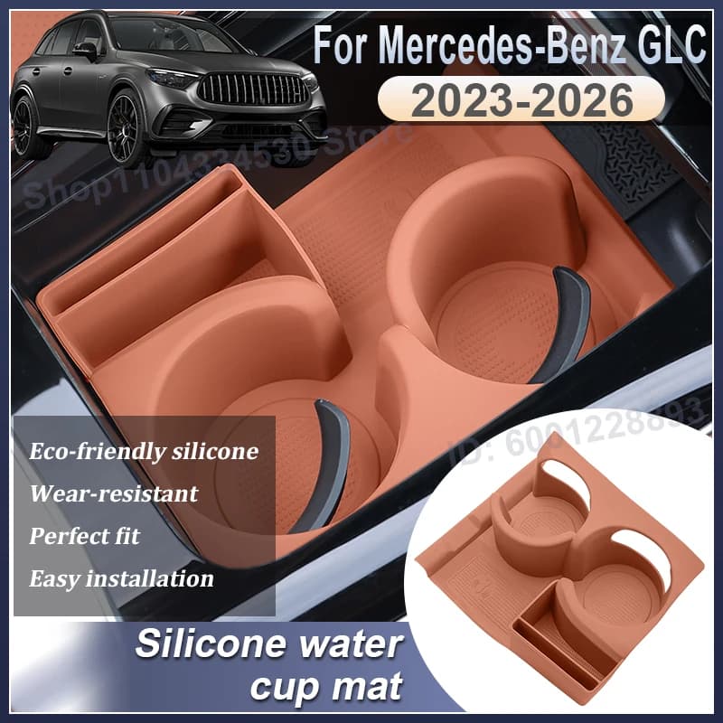 Car Silicone Cup Holder For Mercedes Benz GLC 2024 2023~2026 Accessorie Central Control Water Cup Pad Coaster Storage Cover Trim