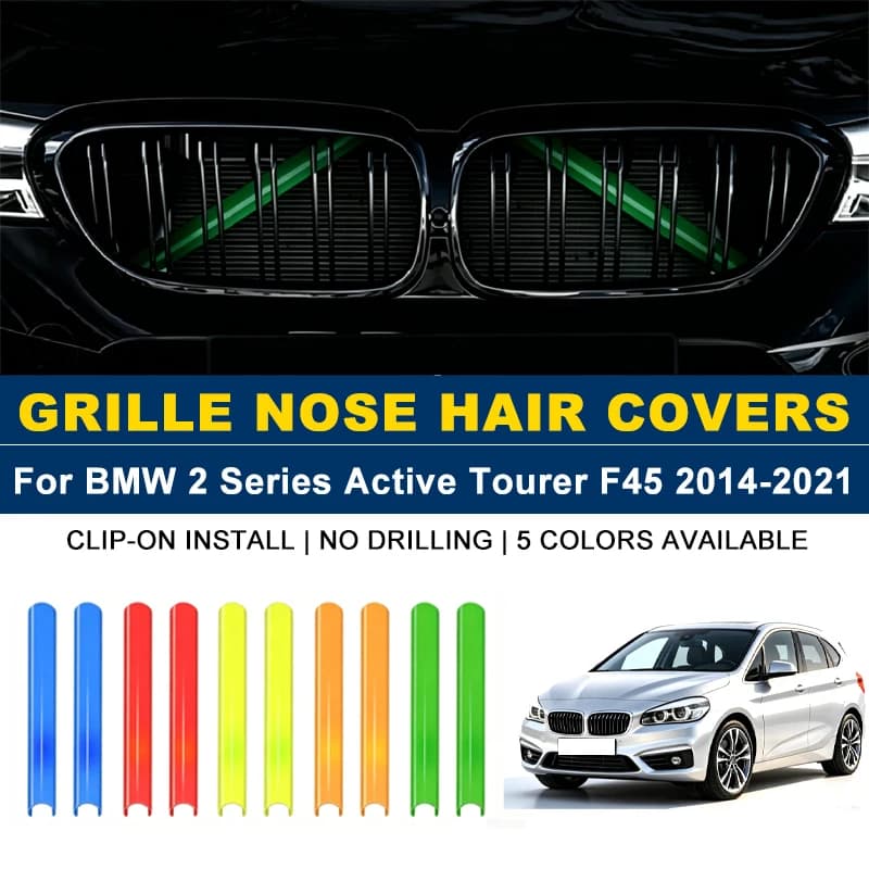 Front Grille Trim Strips 2Pcs, Kidney Nose Hair Decoration Vane Inserts For BMW 2 Series Active Tourer F45 2014-2021 2015 2016