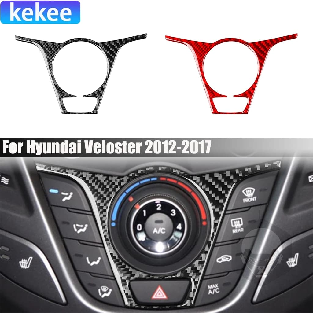 Carbon Fiber Car Accessories Climate Control Decorative Modified Interior Cover Sticker Trim For Hyundai Veloster 2012-2017