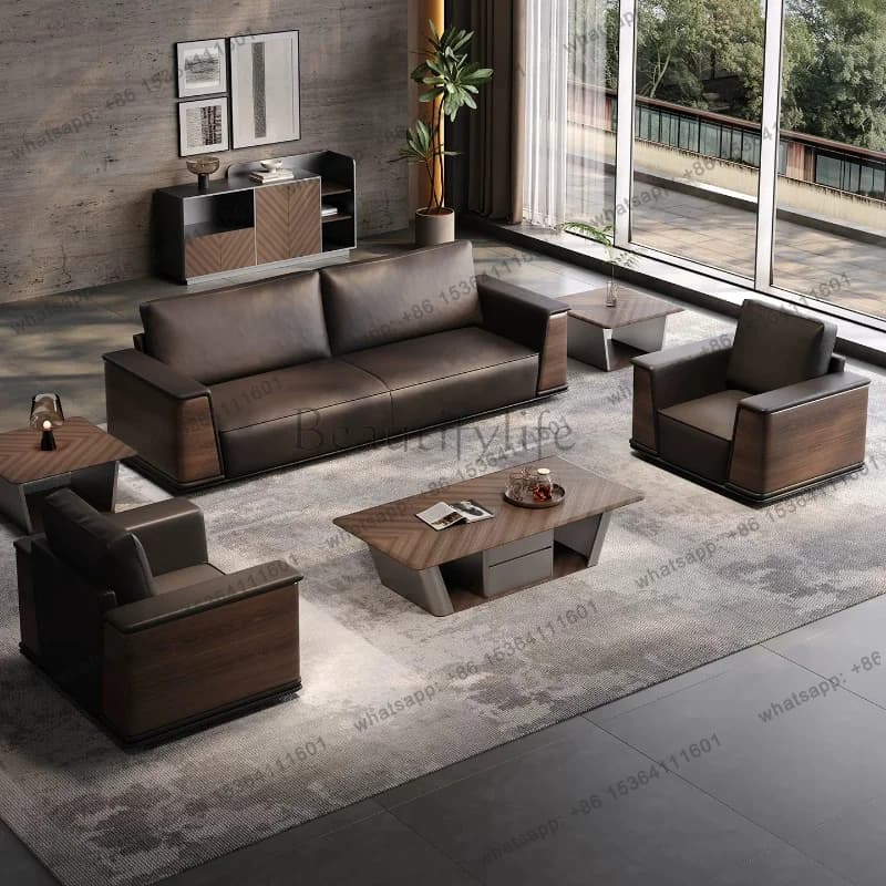 FG Office genuine leather sofa couchs simple modern business reception combination living room sofas and seating couch furniture