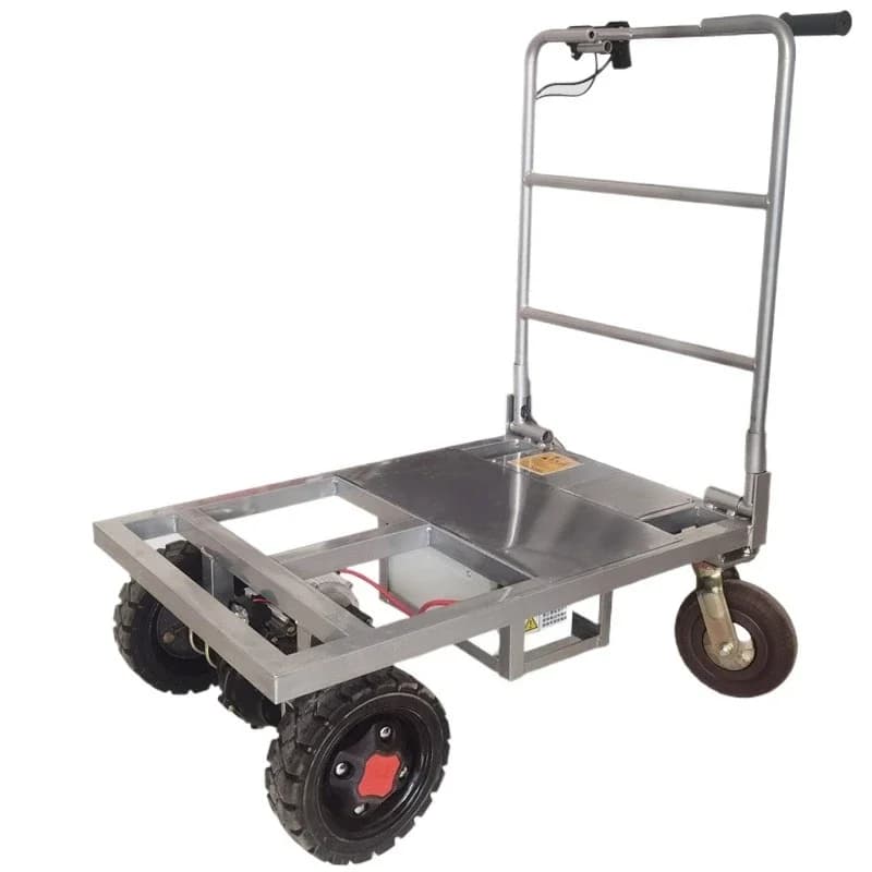 Huangsha cement electric trolley truck folding flatbed truck pulling tile trolley load king can enter the elevator