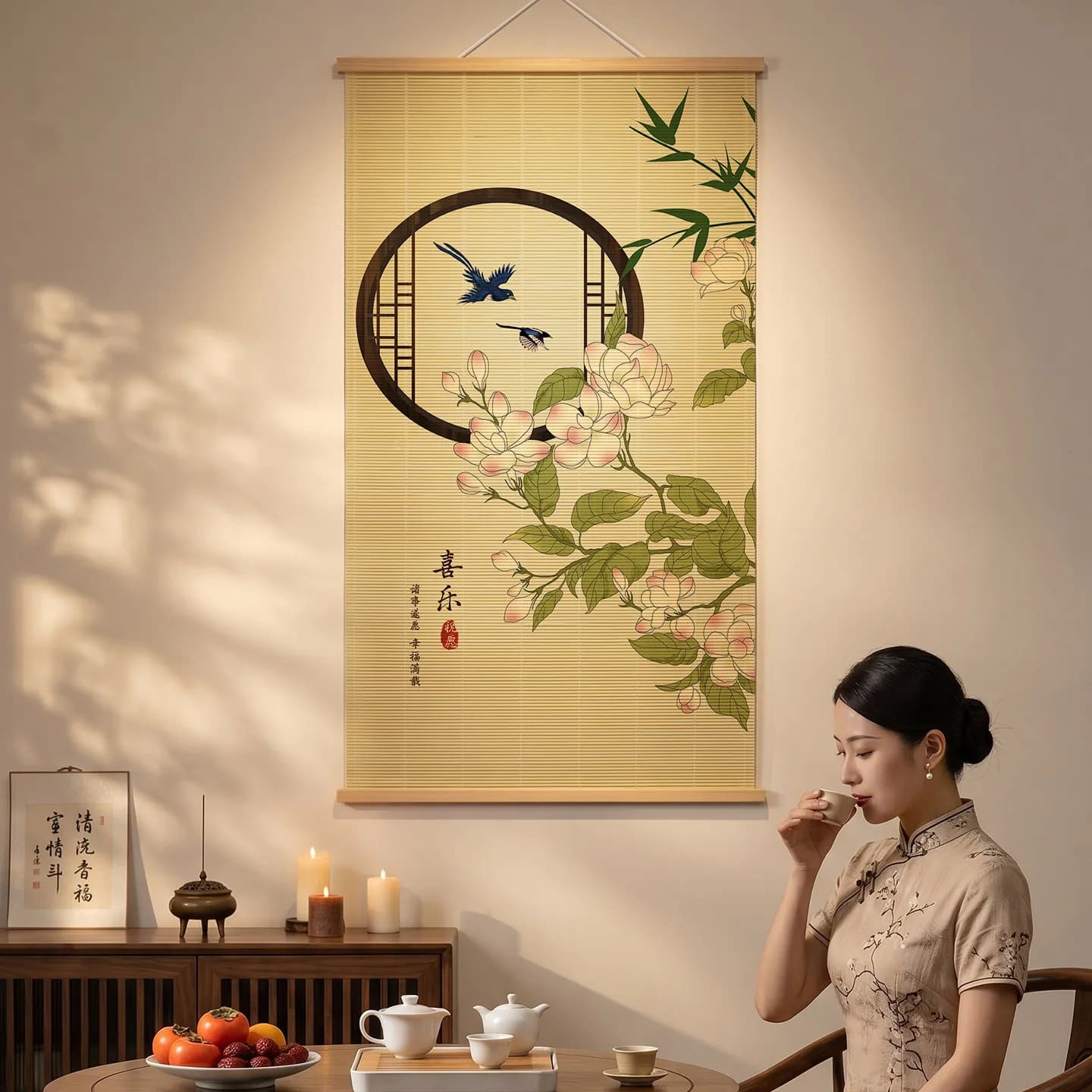wall art Paintings Birds Butterfly Bamboo Scroll Wall Art Zen Wabi Sabi Minimalism Calm Serene for Tea Room Study Healing Space