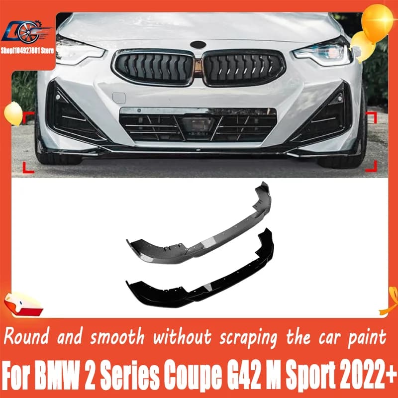 For BMW 2 Series Coupe G42 M Sport 2022+, Front Lip / Chin Spoiler Front Bumper Splitter, Sporty Upgrade, Direct Fit.