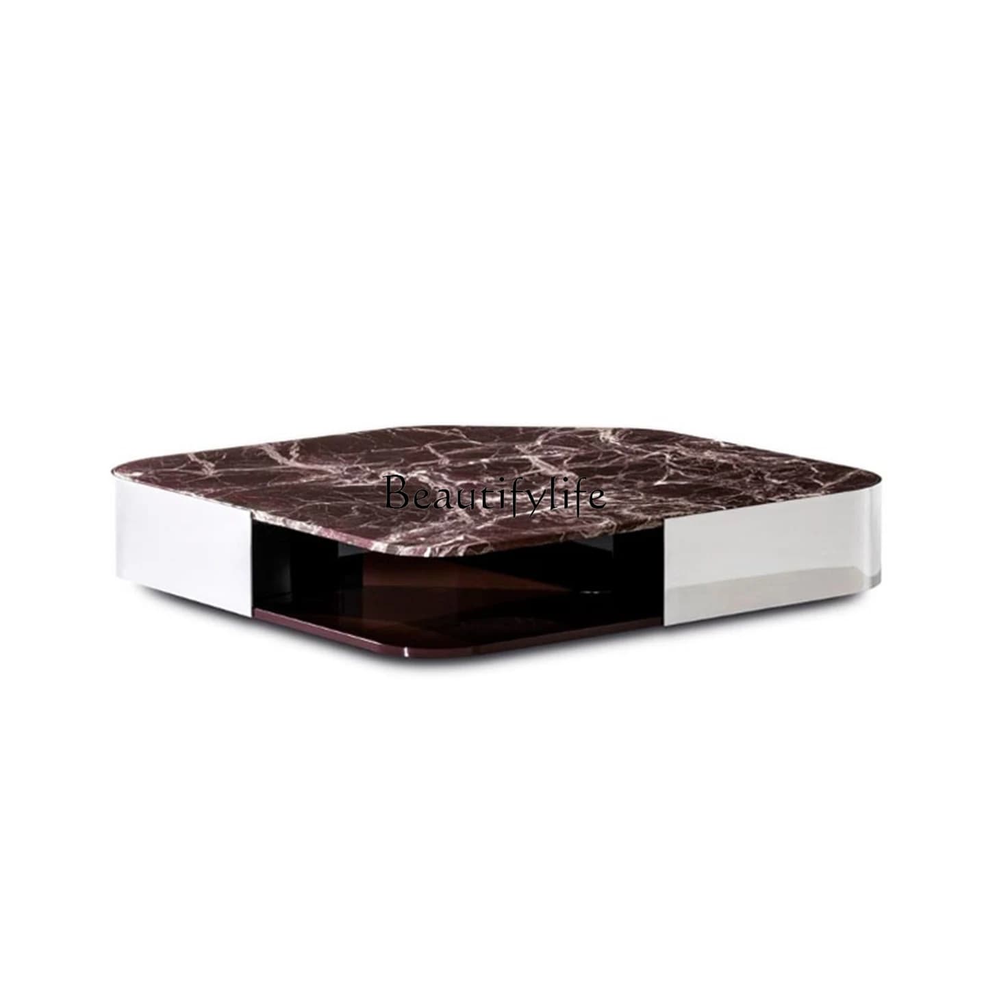 Italian marble coffee table light luxury high sense modern storage irregular stainless steel tea table