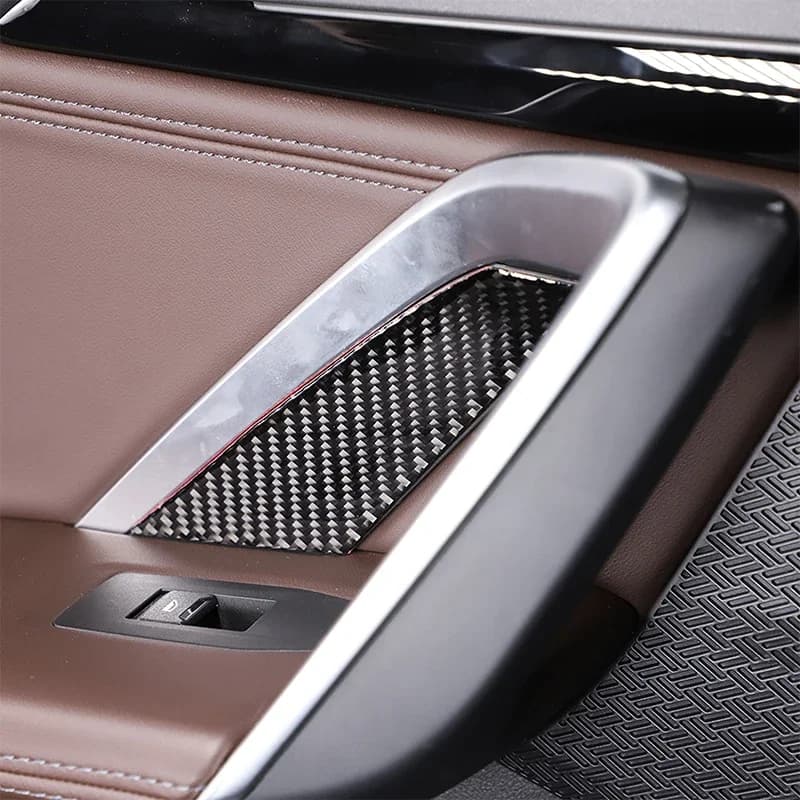 For BMW X1 IX1 U10 U11 2023-2024 Car Door Handle Inner Panel Decorative Sticker Soft Carbon Fiber Interior Accessories 4 Pcs
