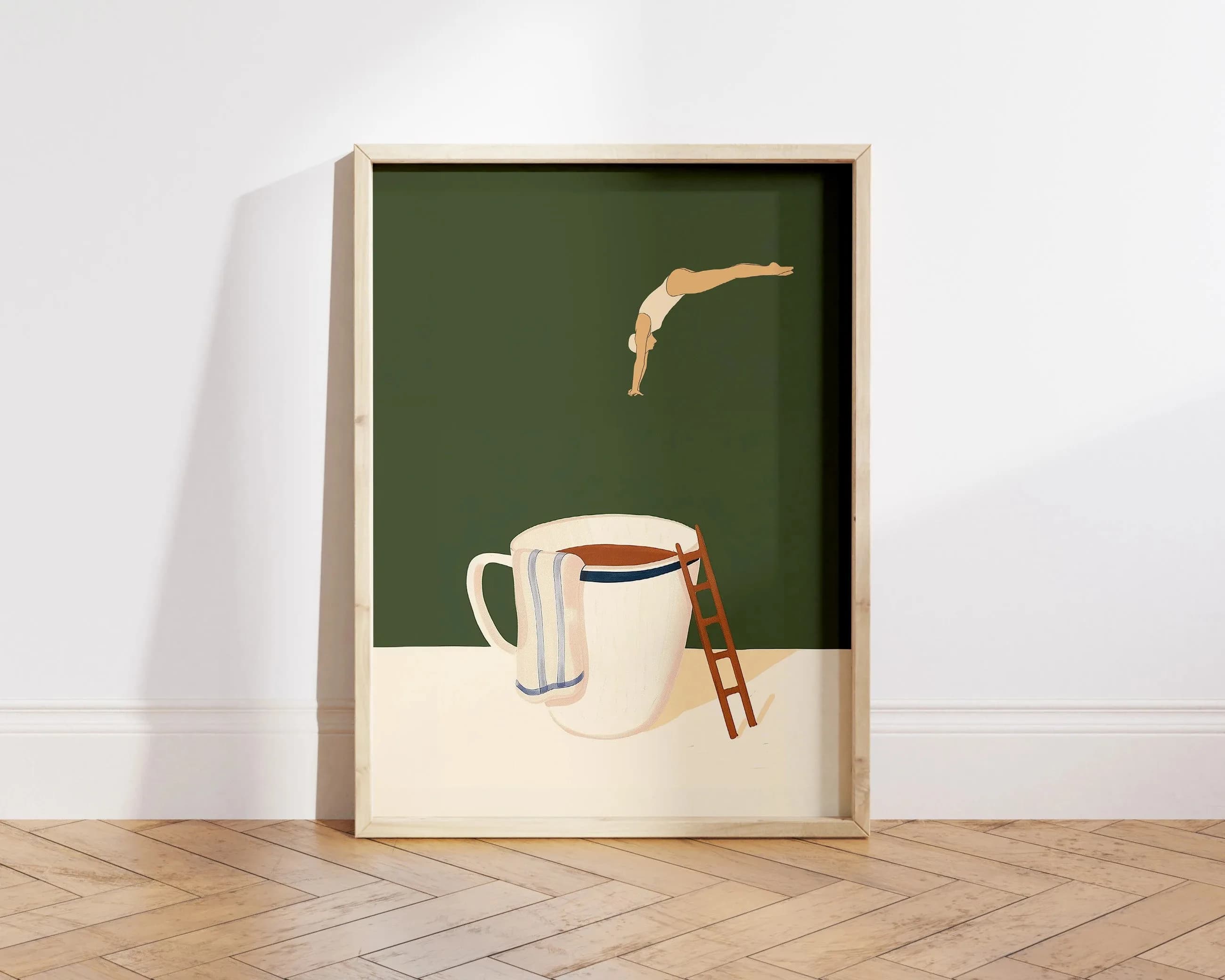 Coffee Diver Poster Print, Good Morning Coffee Poster, Coffee Lover Gift, Coffee Station Wall Art, Trendy Kitchen Wall Art