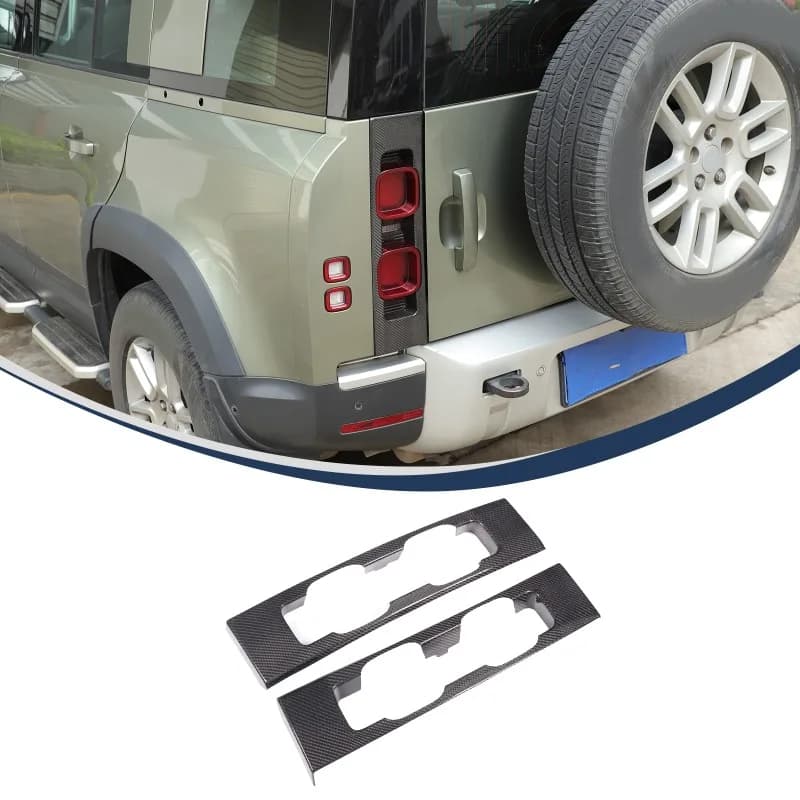 Real Carbon Fiber  For Land Rover Defender 90 110 130  2020-2025 Rear Tail Light Panel Frames Cover Sticker Car  Accessories