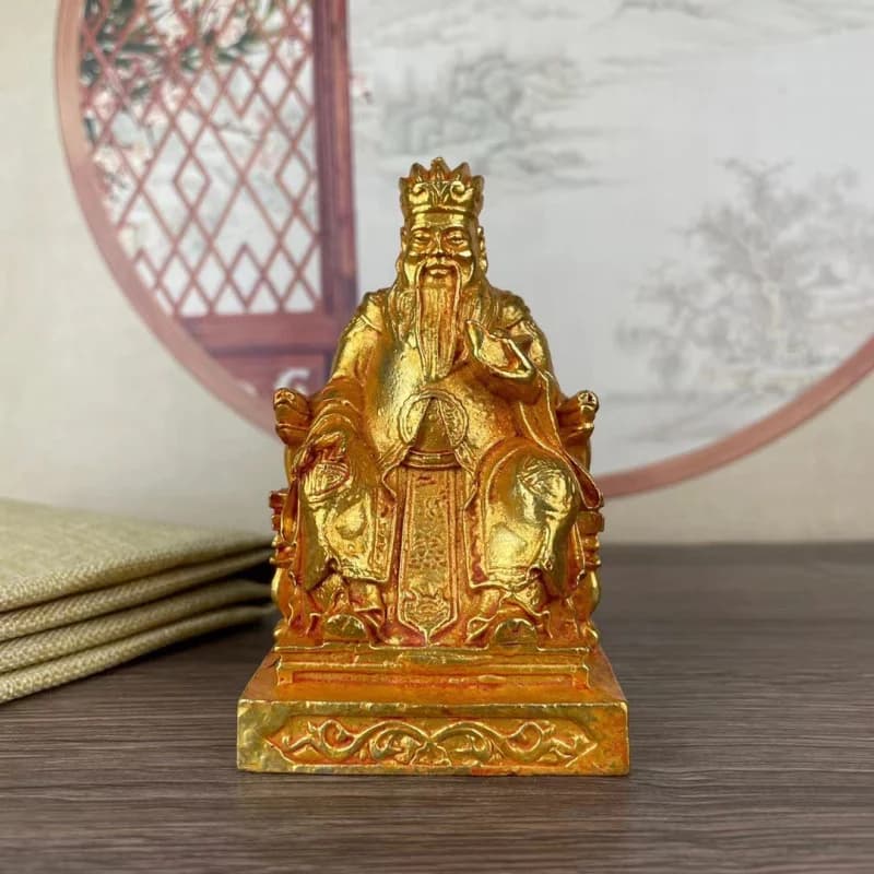 Gilt copper of Tianshi, Land Zhang Daoling, home worship bronze , auspicious and virtuous god statue, hom