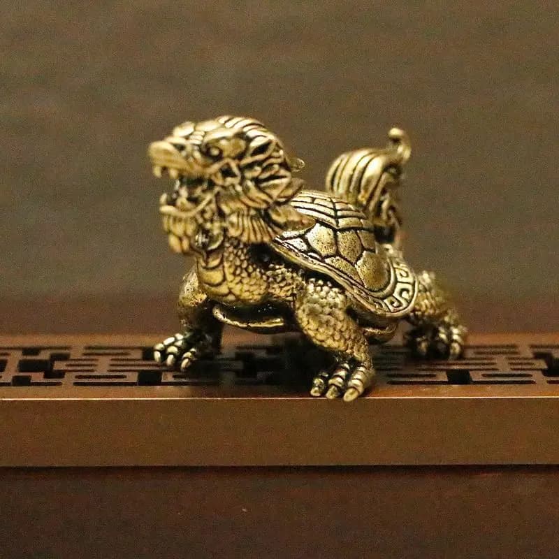Solid Eight Trigrams Dragon Turtle, a lucky charm for attracting wealth, a desktop decoration, a tea pet, and an antique craft o