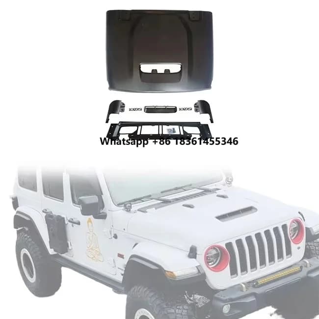 LED Head Light  4x4 Accessories 392 Engine Hood Cover Bonnet Engine Protecter Steel 2018+