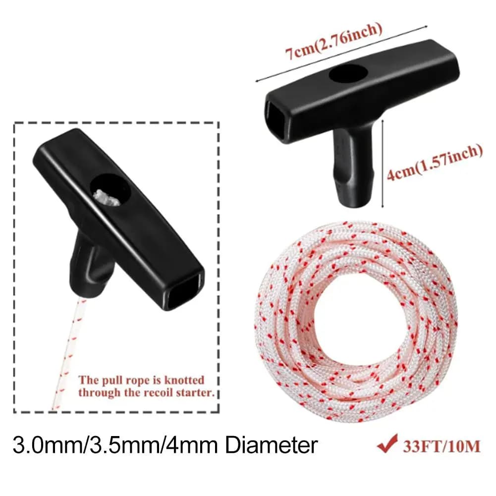 Diameter 3mm, 3.5mm, 4mm Chainsaw Parts High Performance Starter Handles 3 Piece Set Multiple Diameter Options