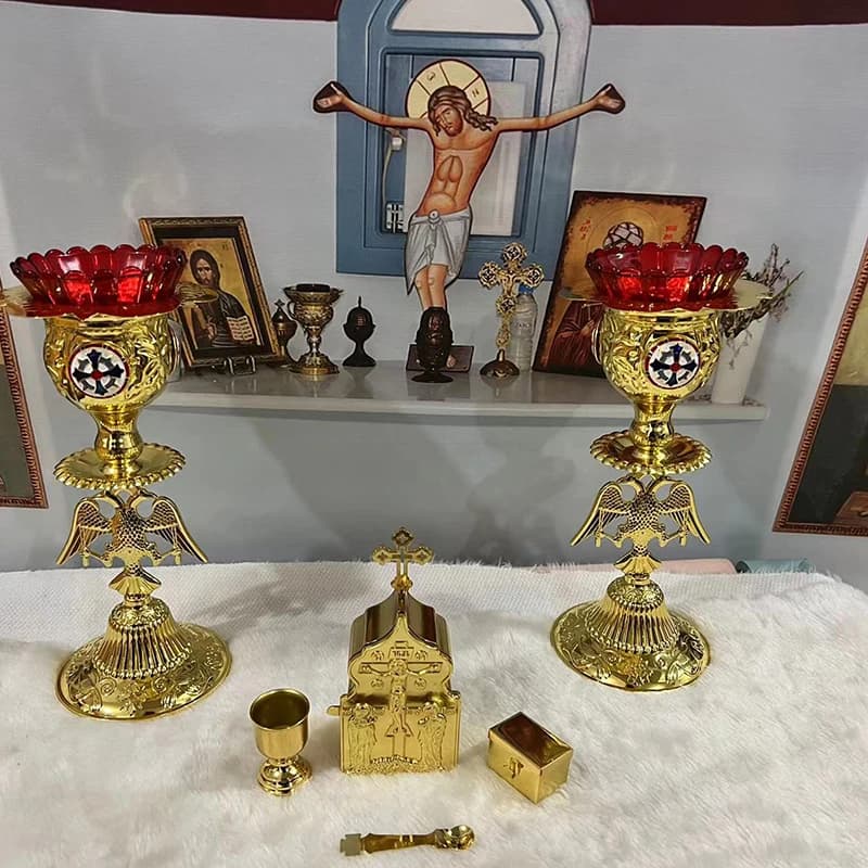 HTISOK Orthodox Cross Religious Items Christian Decor Religious Items Crusifix Jesus Murrale juego de vela rosario y biblia