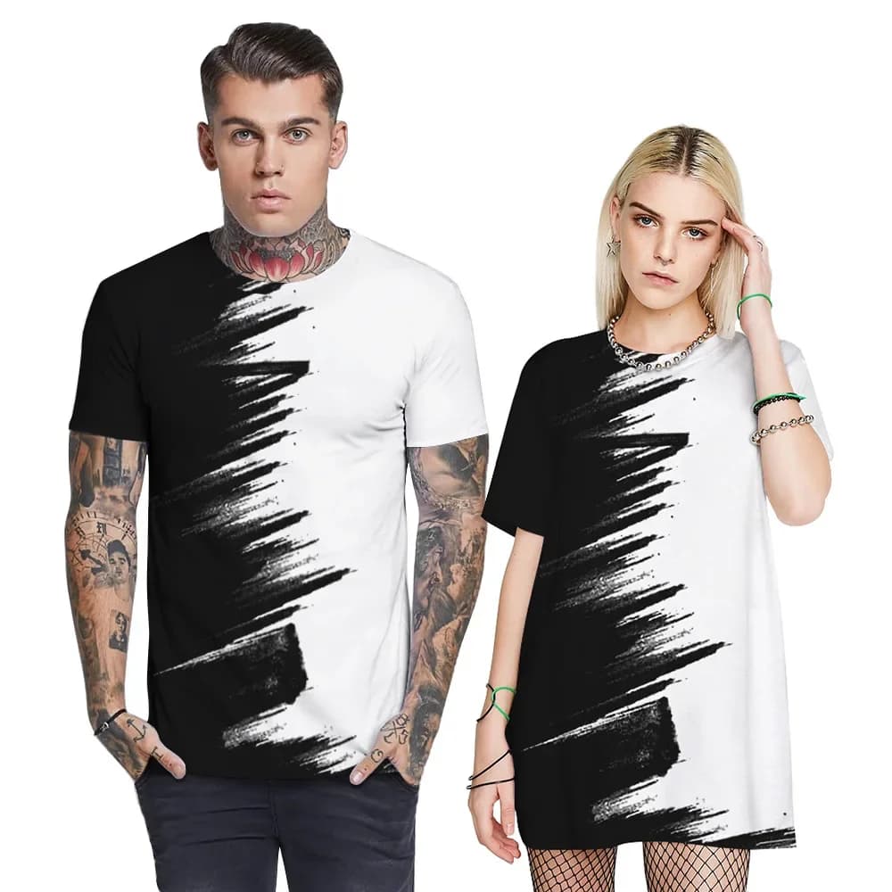 Men's Black And White Sportswear Lightweight Breathable Quick-drying Short-sleeved Round Neck Couple T-shirt Casual Harajuku