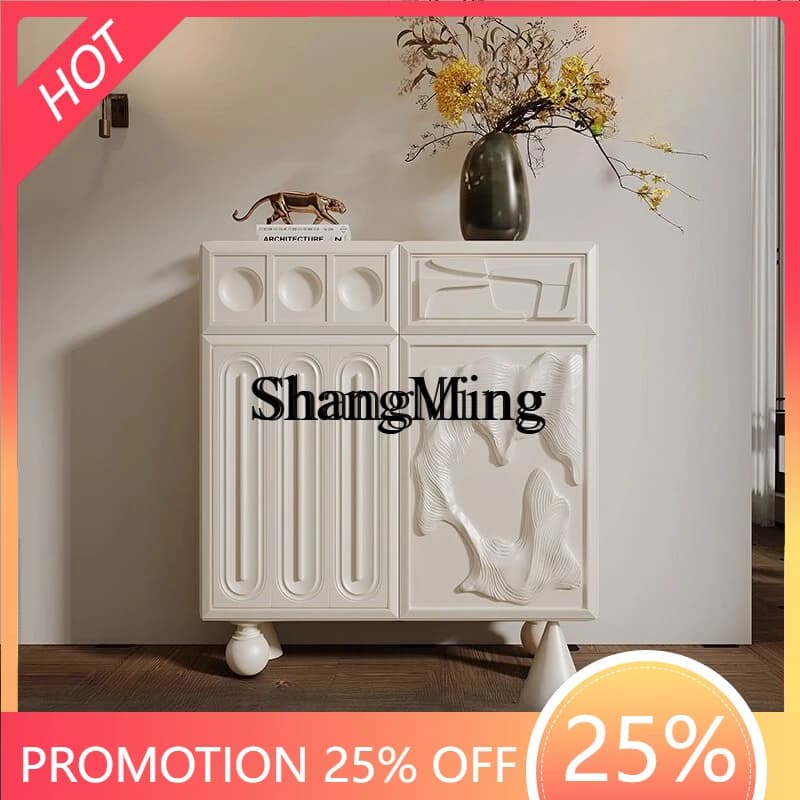FG good-looking   cabinet integrated against the wall entrance modern light luxury high-grade solid wood storage side cabinet