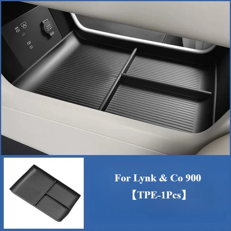 For Lynk & Co 900 Car Center Console Lower Storage Box TPE Waterproof Organizer Tray Partition Storage Car Interior Accessories