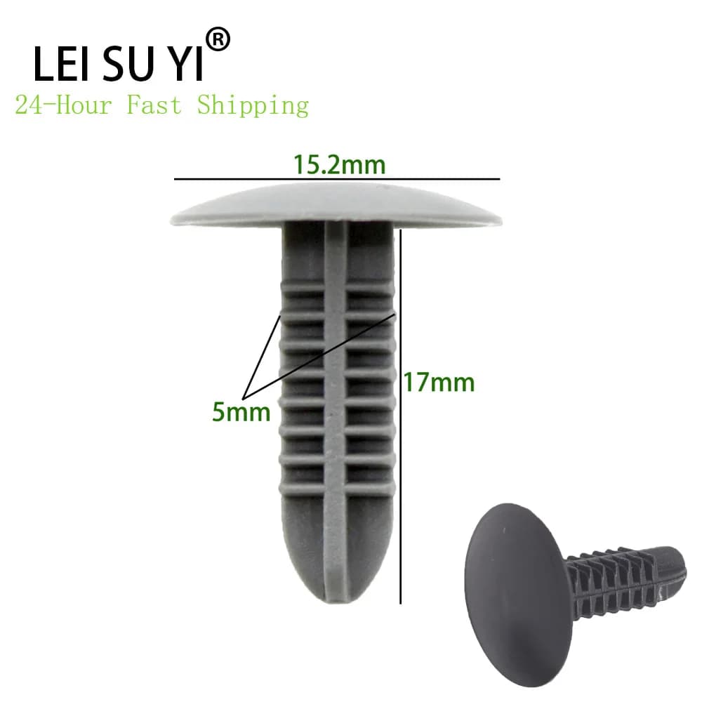 50Pcs Universal 5mm Hole Dia Black Gray Plastic Rivets Shield Fastener Push Clips