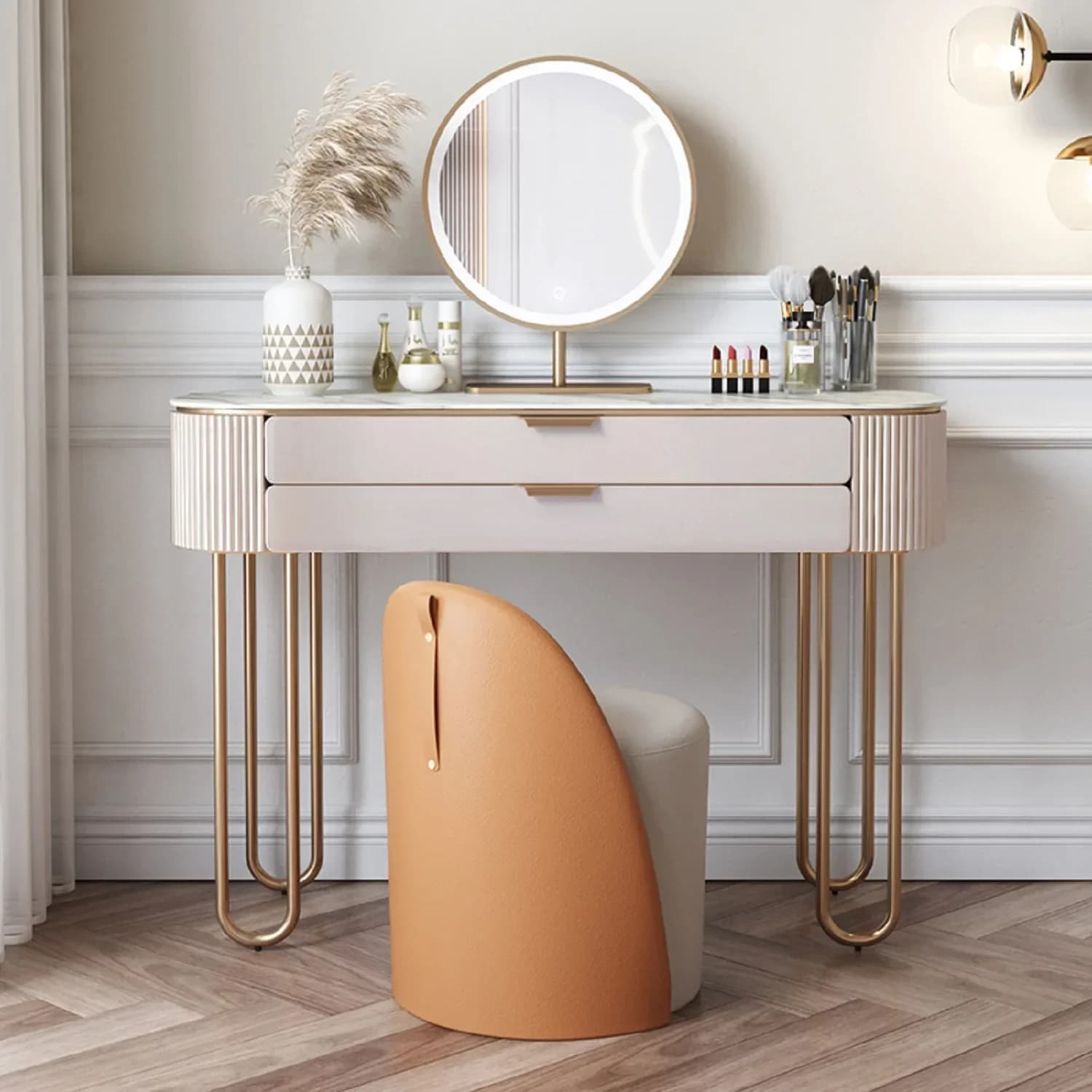 #For High end Luxury Style Bedroom Furniture Storage Girls Dresser Modern European Make Up nordic Dressing Table with mirror