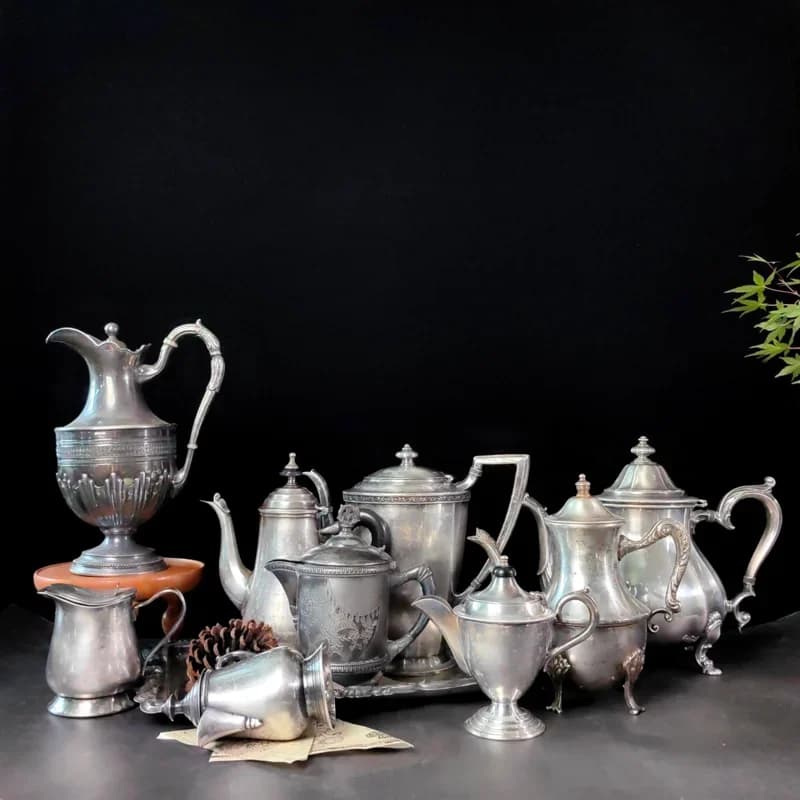Home decoration silver-plated pot, teapot, coffee pot ornament, still life shooting props