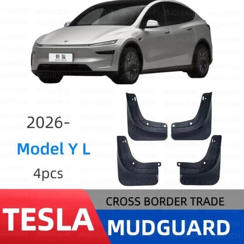 4Pcs Mud Flaps for Tesla Model Y L 2026 Front Rear Splash Guards Mudguards Pure Electric Car Exterior Modification Accessories