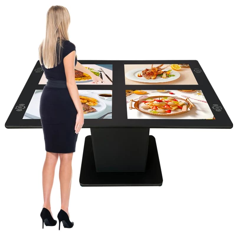 4 Screen Interactive Wireless Charging Touch Screen Table for Restaurant