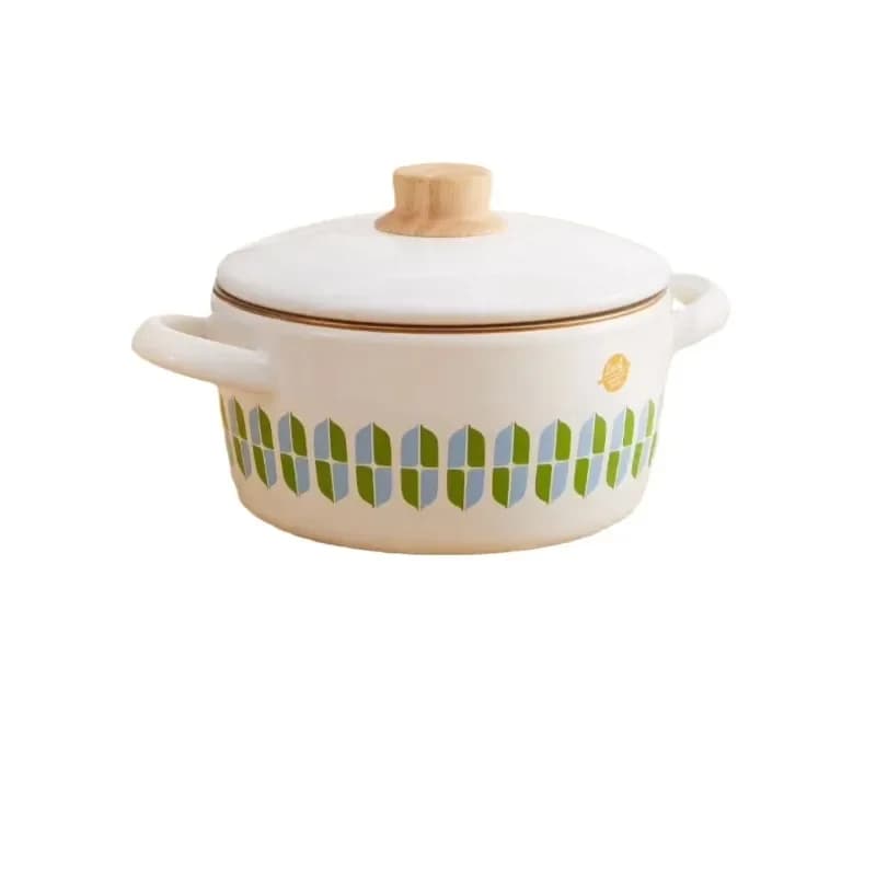 Cast iron, enamel, stew pot, Japanese fresh binaural soup pot