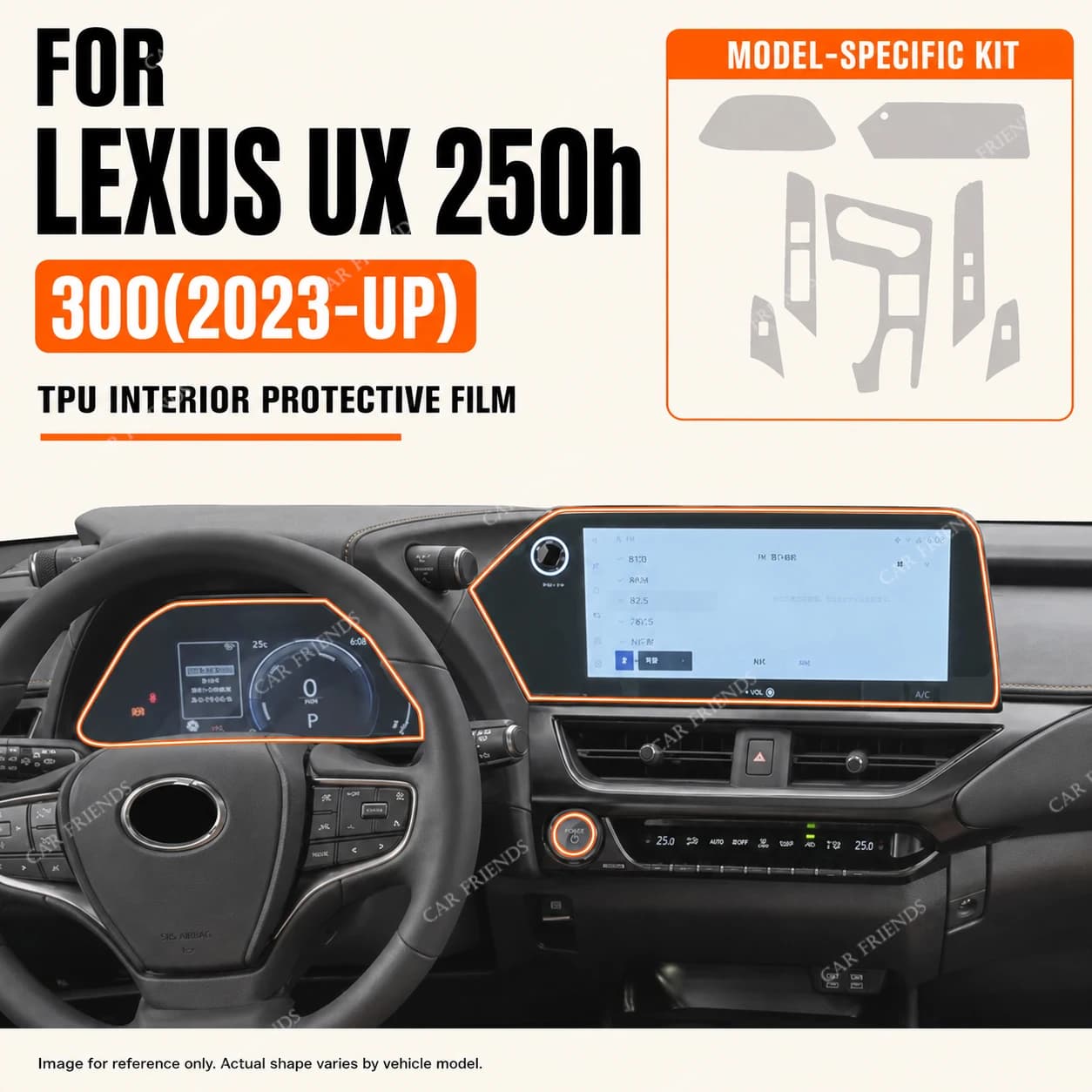 For Lexus UX 250h 300 2023-2025 Transparent TPU Interior Anti-Scratch Screen Protector Film for Navigation GPS LCD Display
