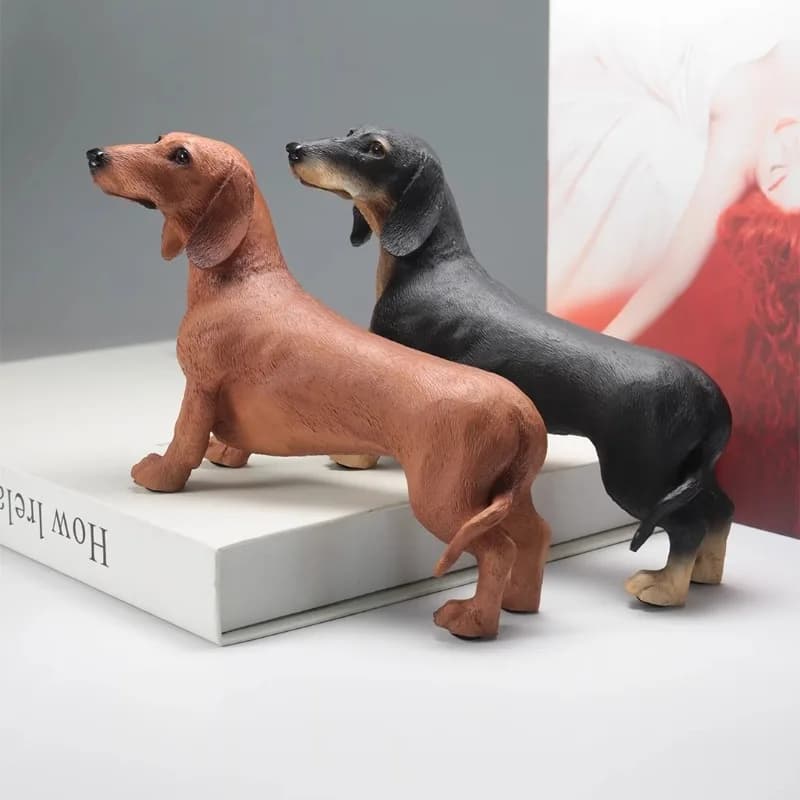 Quality Model Play Simulation Dachshund Dog Model Car Ornament Resin Crafts