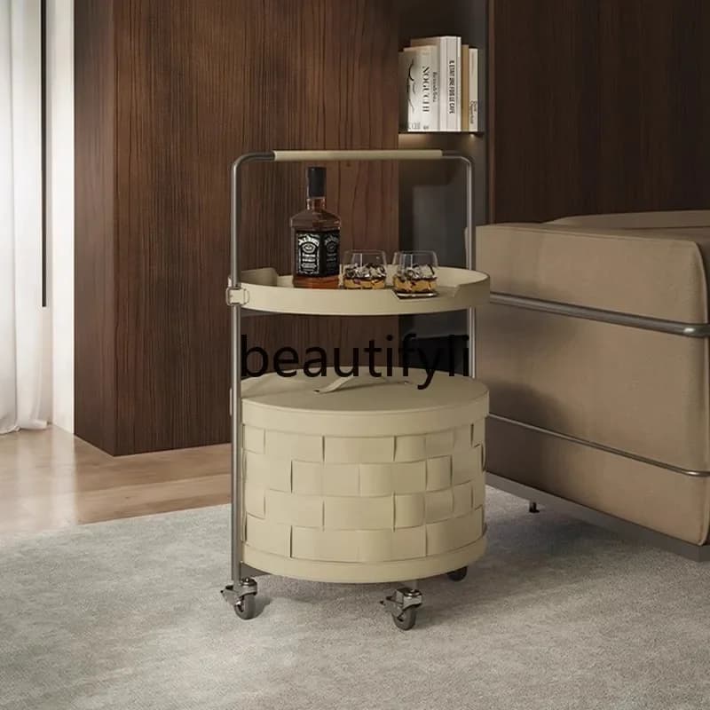 X Minimalist Sofa Side Table Modern Simple Mobile Trolley Stainless Steel Small Coffee Table
