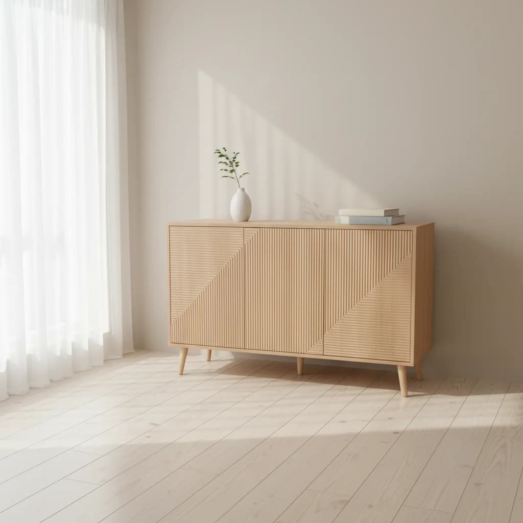 xx-Modern Special Line Design Home Storage Cabinet 3 Doors Buffet Cabinet Sideboard for Living Room^