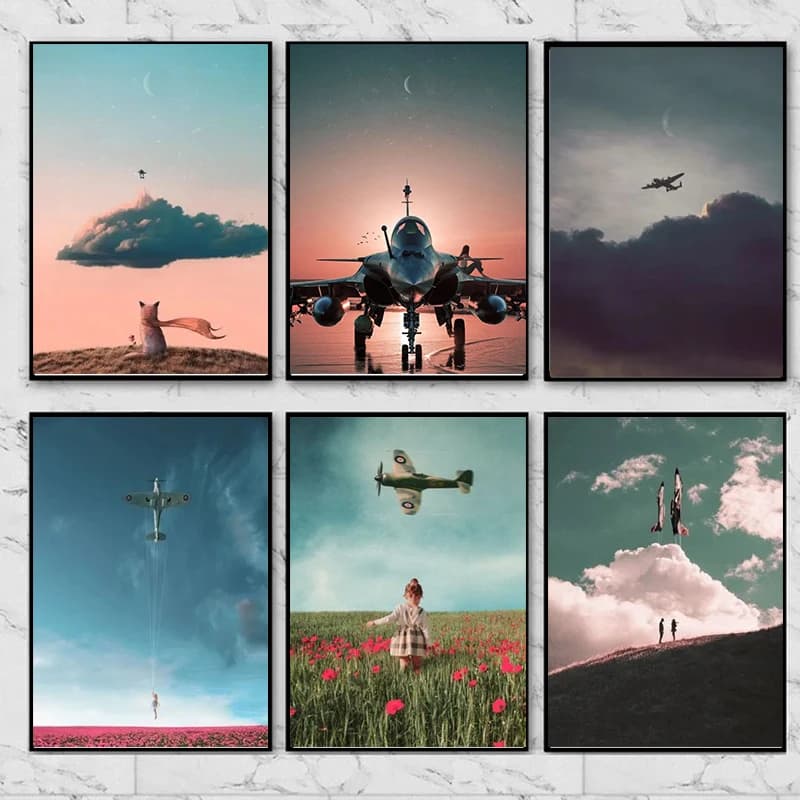 Modern Airplane Poster and Prints Planes Sweet Melody Poster Canvas Painting  Wall Art Pictures for Living Room  Cuadros