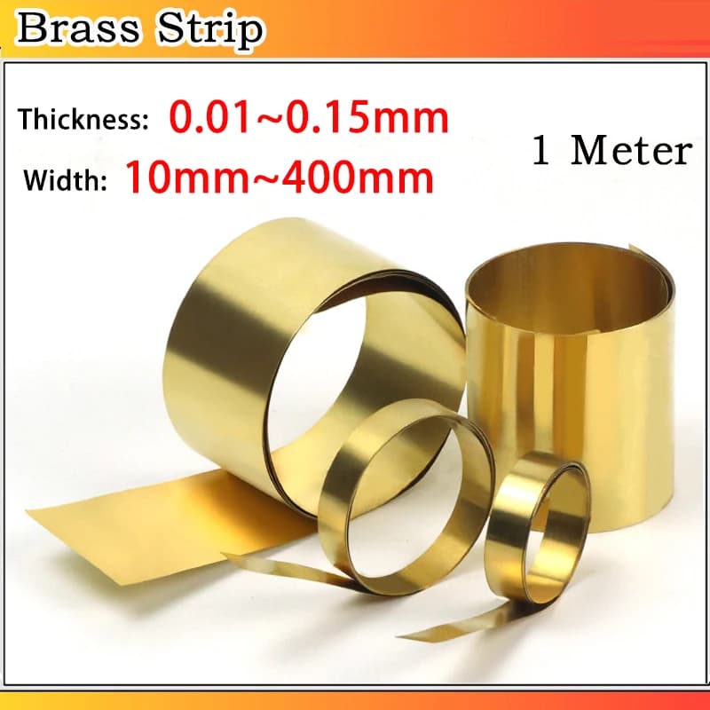 1 Meter Brass Strip Thickness Brass Sheet Gold Film Brass Foil Thickness: 0.01/0.02//0.03/0.04/0.05~0.15mm Width: 10~400mm