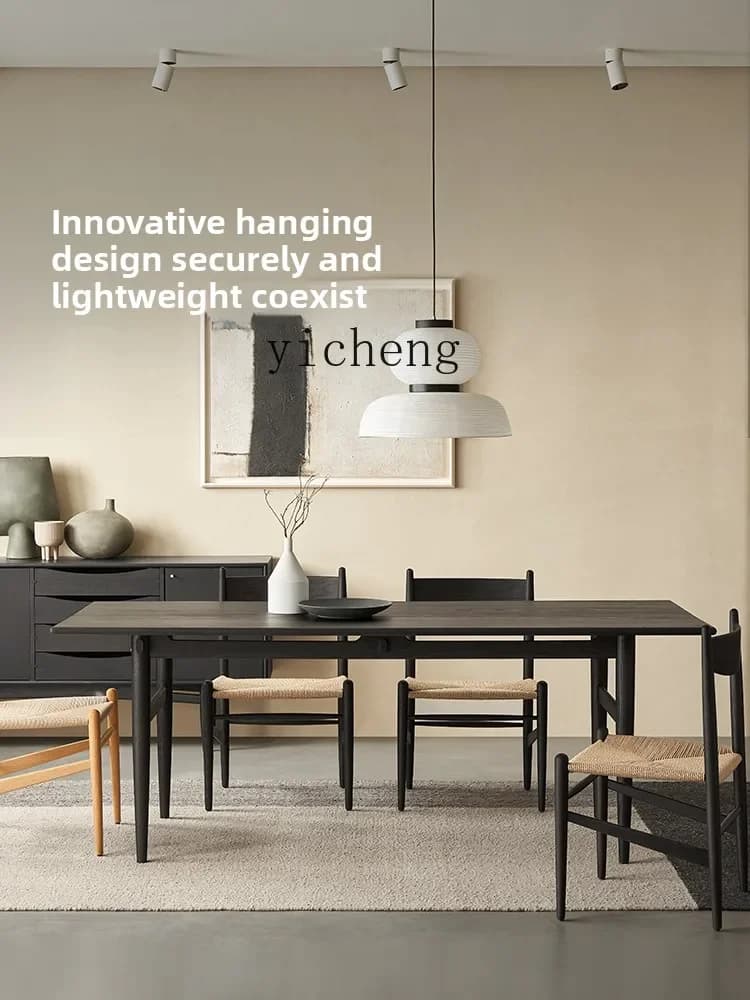 Dining Table Nordic Solid Wood Retro Modern Simple Black Household Rectangular Dining TableD18