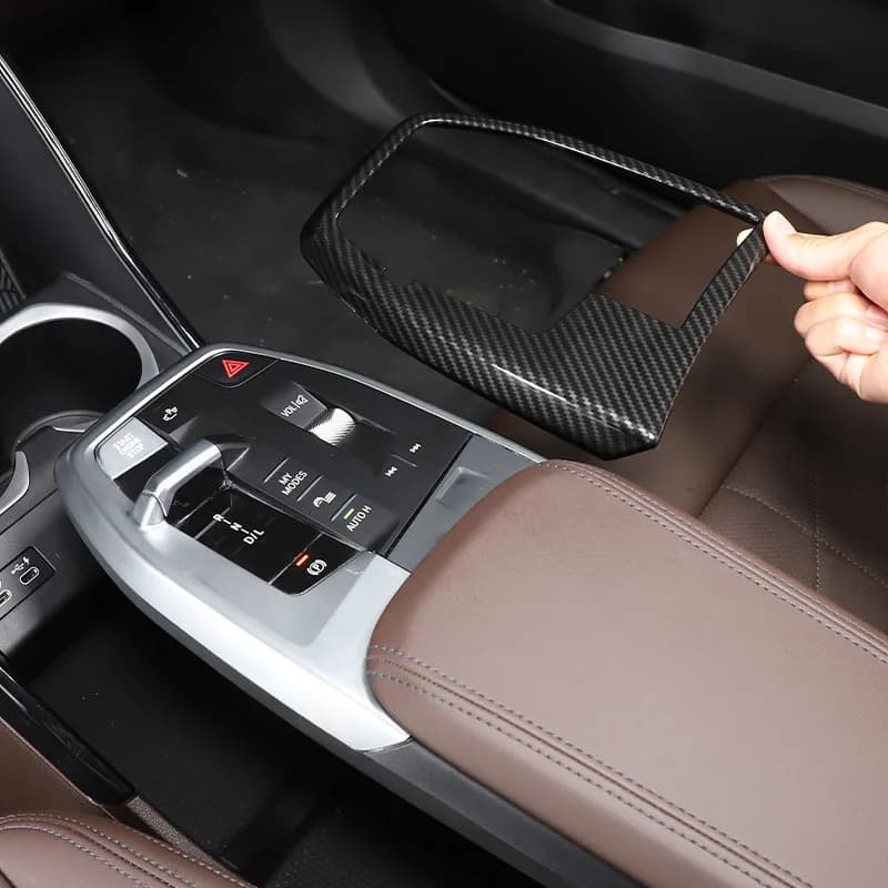 For BMW X1 IX1 U10 U11 2023-2024 ABS Carbon Fiber Car Central Control Gear Panel Decorative Frame Sticker Interior Accessories