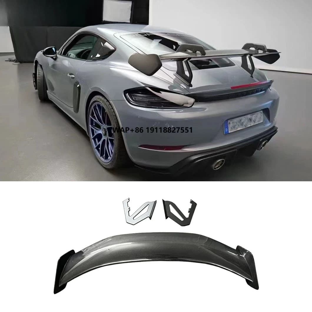 High Quality Dry Carbon Fiber Rear Spoiler for  RS Style Body Kit for  718 Boxster Cayman Tail Spoiler