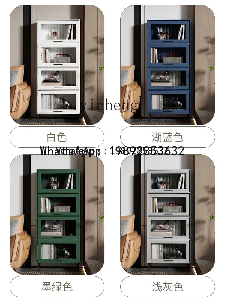 a20 Simple and Light Luxury Bookcase Bookshelf Integrated Combination Glass Door Floor Household Study Living Room