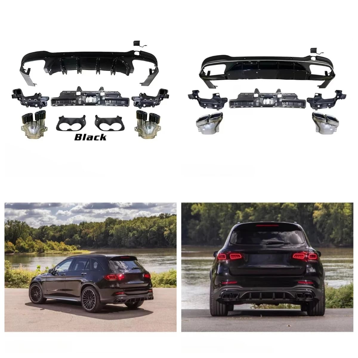 Stlf GLC63 Style Auto Bumper Body Parts Rear Diffuser For X253 2019+