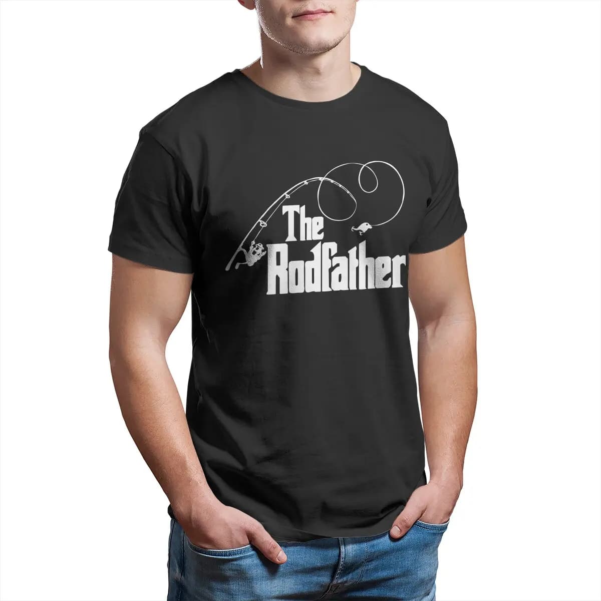 The Rodfather Fishing Parody funny T-Shirt for Men 100% Cotton Casual  t shirts for men XL-6XL  mens graphic tshirts