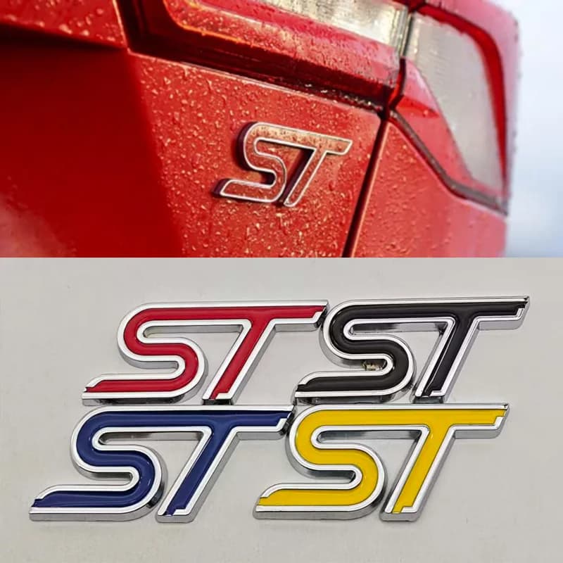 3D Metal Styling ST Logo Car Front Grille Badge Rear Trunk Emblem For Ford Focus Edge Explorer Mondeo Fiesta Escape Accessories