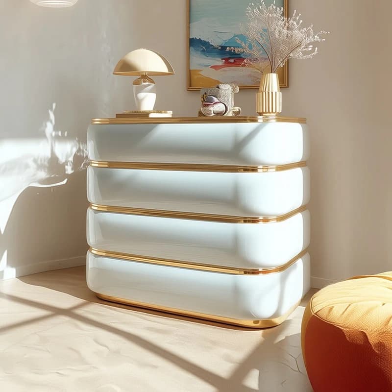 American light luxury paint chest cabinet original design hand-painted gold porch cabinet modern villa high-end storage cabinet