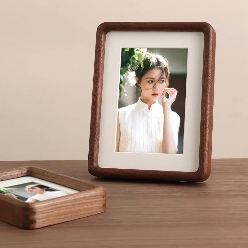Solid Wood A4 Photo Frame Round Corner Wooden Picture Frame Natural Wood Desk Display - Creative Gift for Home Décor