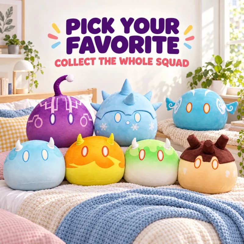 Genshin Impact Slime Plush Toy, Stuffed Animal Soft Pillow Cushion, Anime Character Doll Kawaii Home, Decor Birthday Gift For Ki