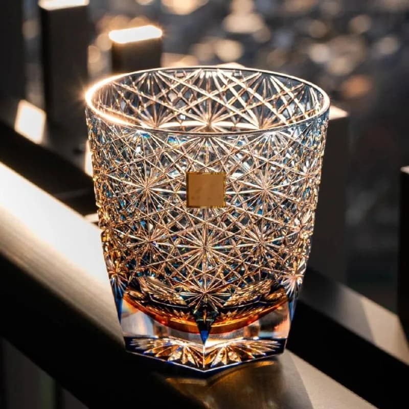 Edo cut blue daisy cup slightly drunk handmade wine cup crystal cup whiskey glass high value household
