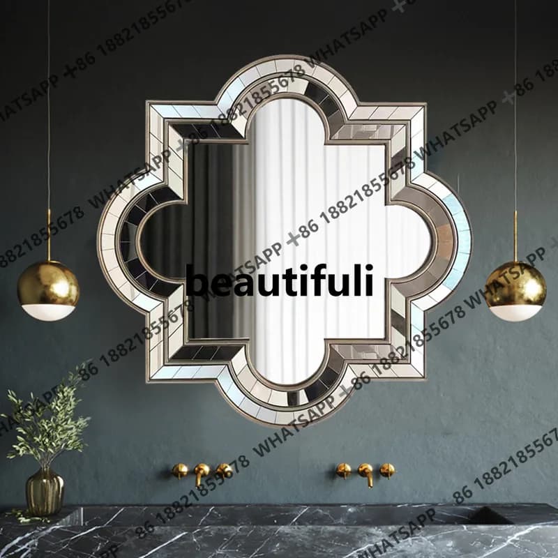 Bathroom mirror light luxury vanity glass surface furniture combination mirror entrance wall decoration bathroom mirror