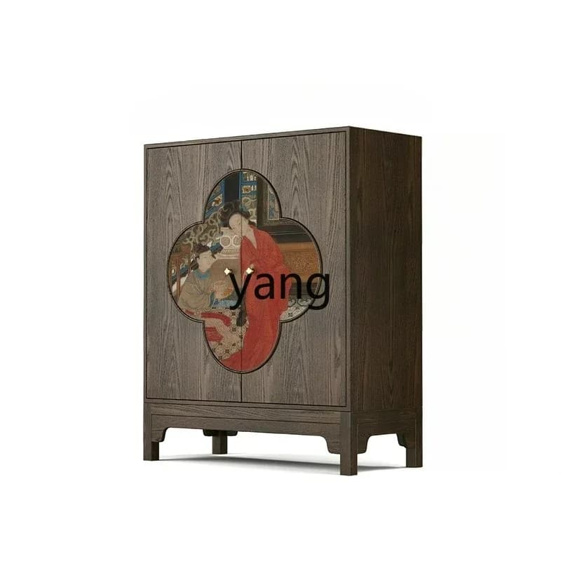 LTT solid wood entrance cabinet tea room Chinese storage tea cabinet household living room chest cabinet