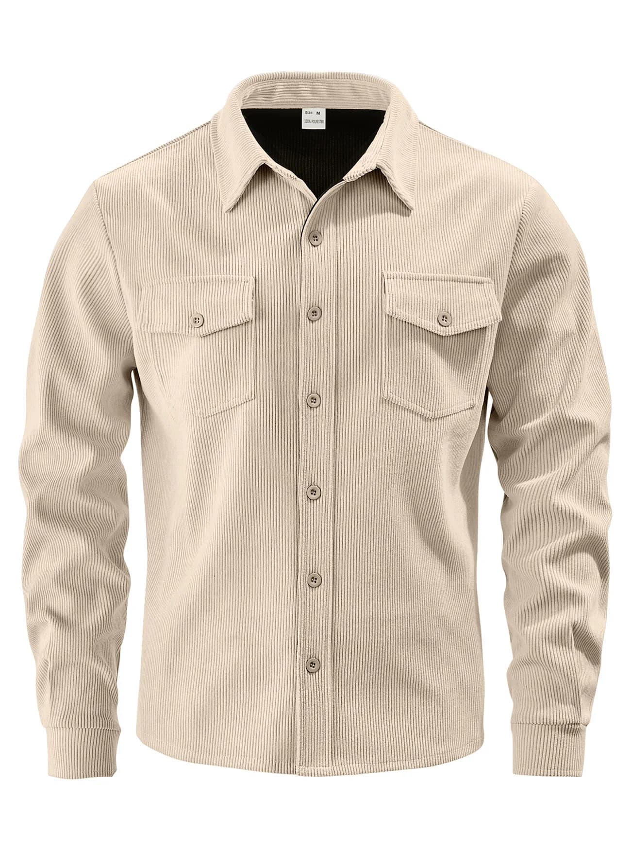 Men New Fall Winter Corduroy Jacket with Cargo Pockets Warm Windproof Casual Coat Versatile Business Outdoor Workwear Outerwear