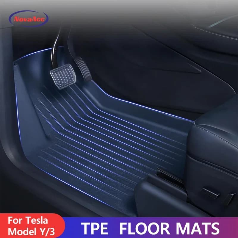 NovaAcc for Tesla Model Y 3 2021 to 2023 LHD RHD All TPE Floor Mats Trunk Mat Cargo Liner Left Rudder Foot Pads Car Accessories