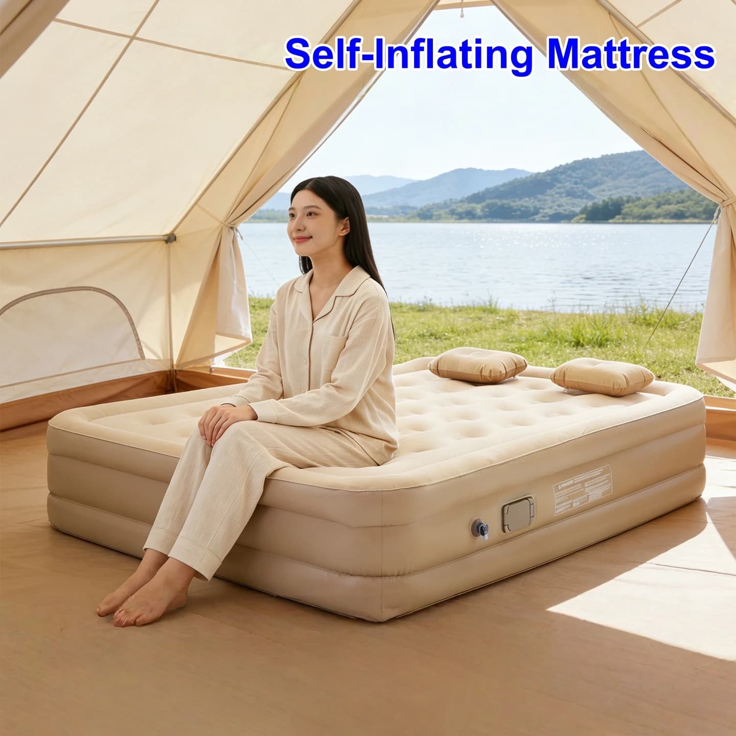 Single/Double Automatic Inflatable Mattress, Bedroom, Outdoor Camping Tent, Moisture-Proof Pad 매트리스 에어매트 접이식 매트리스 매트리스 바닥용 매트 토퍼