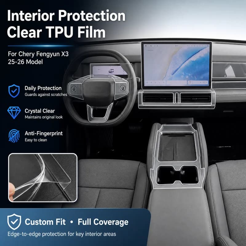 For Chery 25-26 Model Fengyun X3 Center Console Gear Shift Interior Sticker Modification Transparent Paint Protection Film