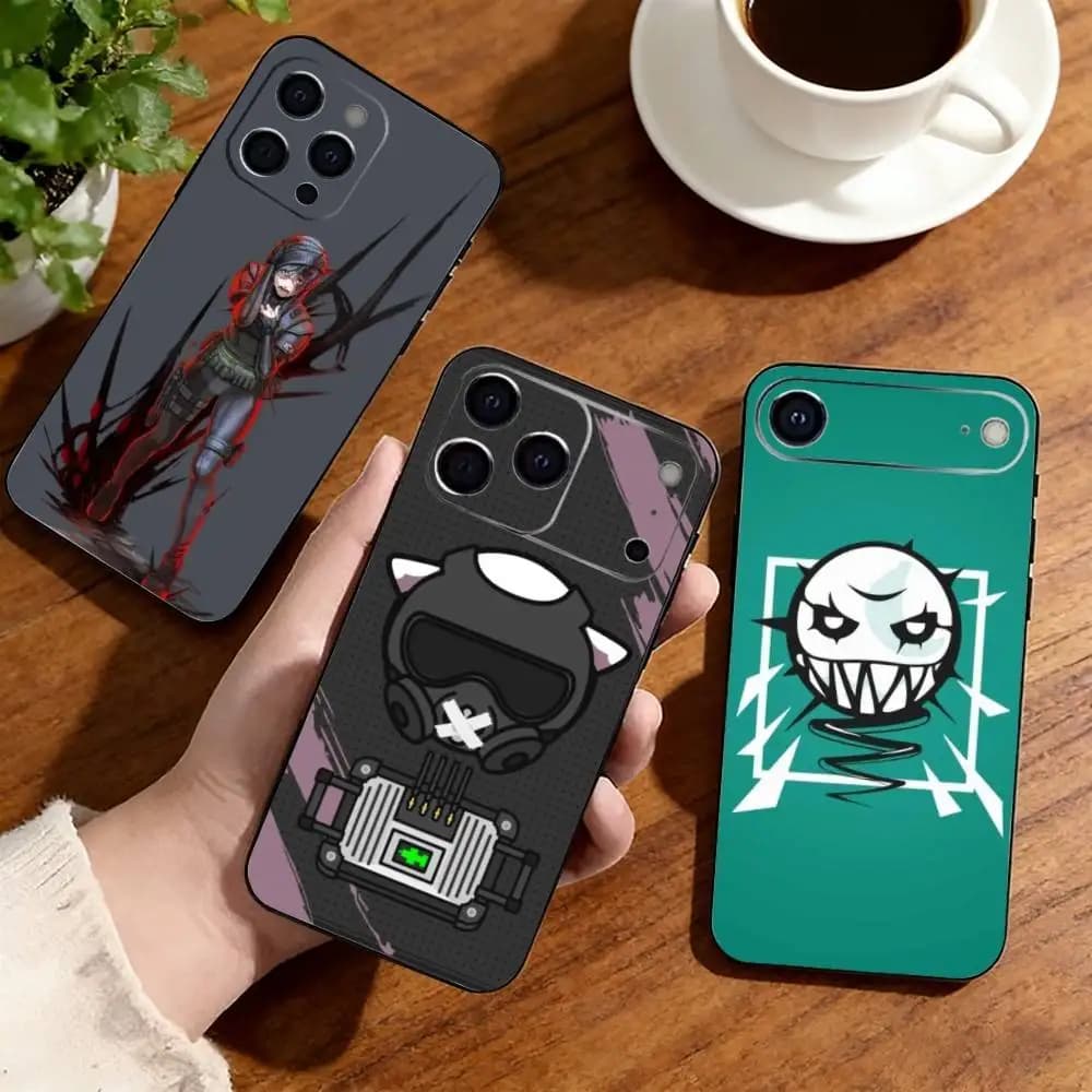 R-rainbow Six   Phone Case For iPhone17,16,15,14,13,12,11 Plus,Pro Soft Silicone Black Cover