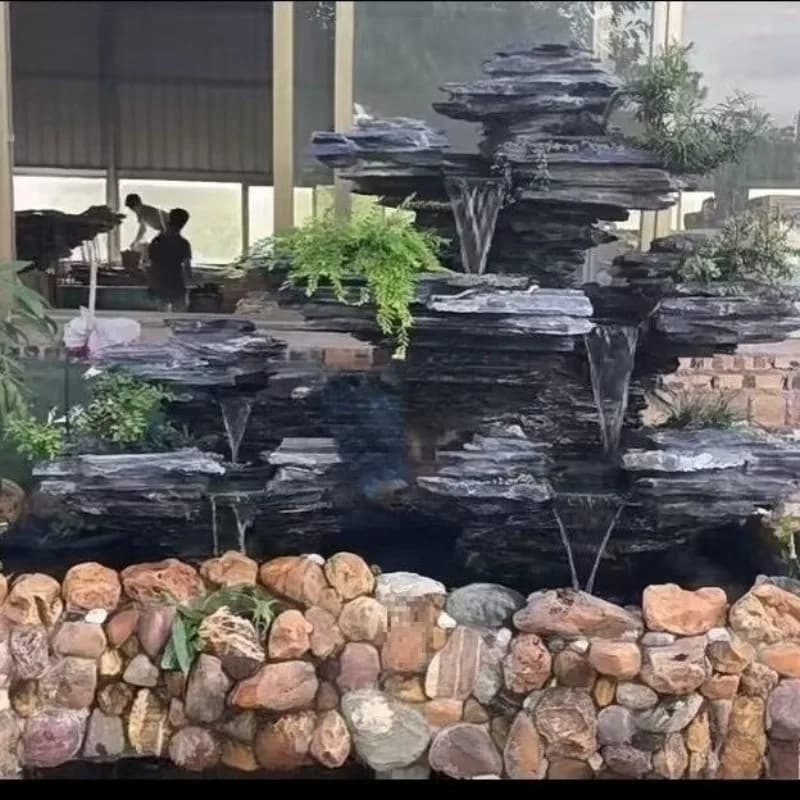 Real stone rockery waterscape ornament landscaping large natural fish pond waterfall water fountain balcony decoration